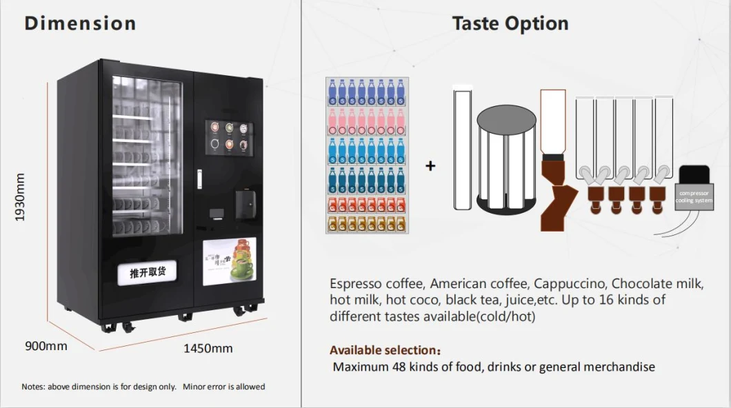 Smart Type Snack Drink Vending Machine with Coffee Vending