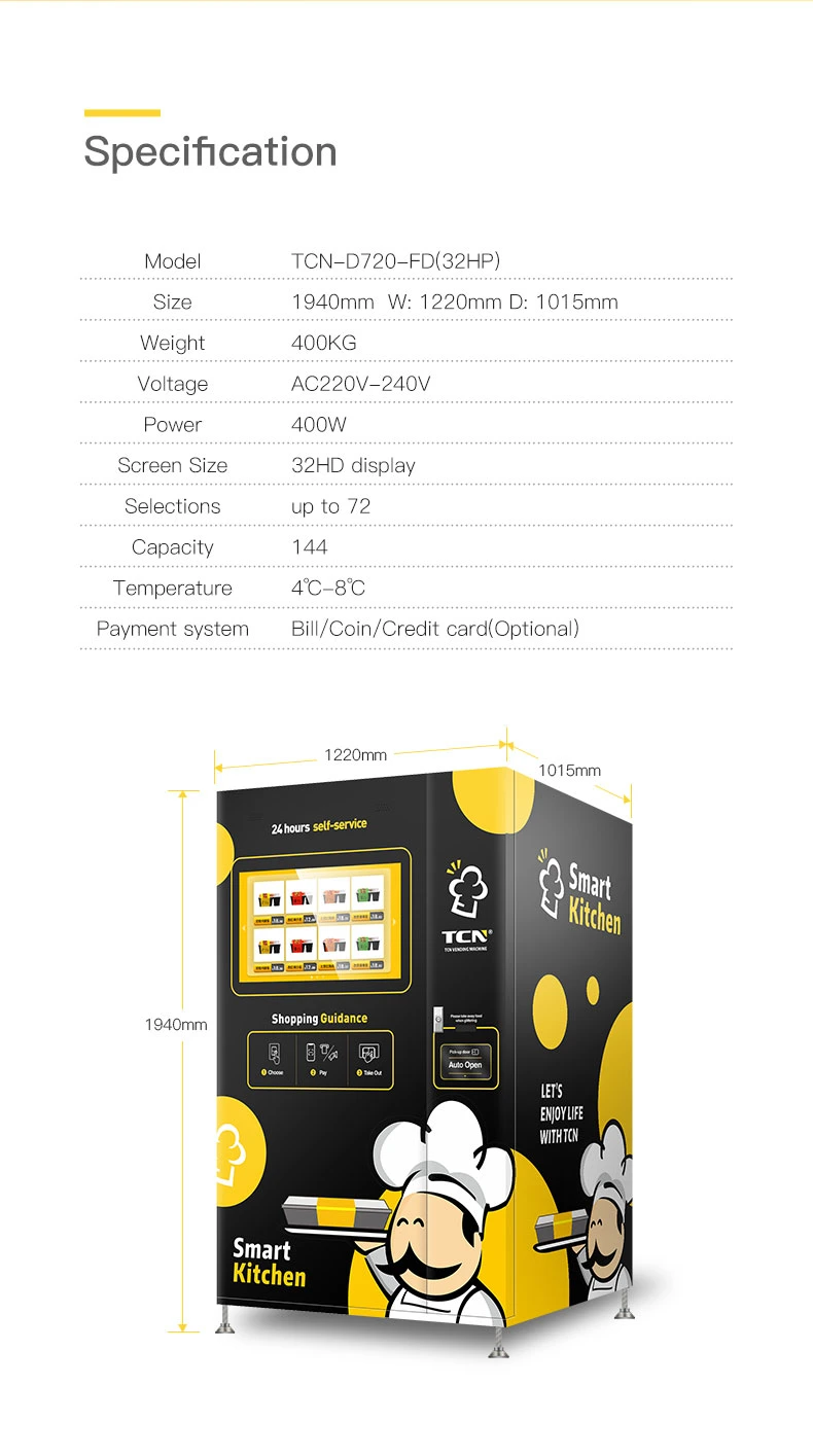 Tcn Fresh Food Lunch Dinner Vending Machines for Sale