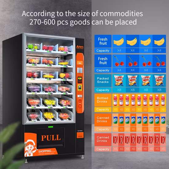 Лифтовый диспенсер самообслуживания Af Automat для здоровых, свежих продуктов, салатов, фруктов, овощей, торговый автомат с холодильником